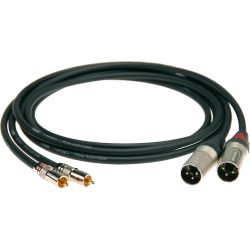 Klotz 2 Cinch Stecker / 2 XLR male 3 m schwarz (Neutrik)