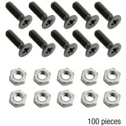 100er Set Schraube für XLR Buchse M3 x 10 schwarz mit Mutter