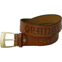 Orange Echtleder-Gürtel braun