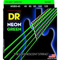 DR NEON Hi-Def Green Bass Saiten 5-String .045-.125