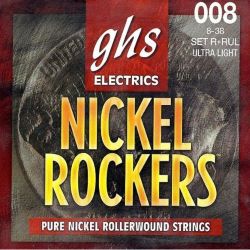 GHS Nickel Rockers Electric Guitar String Set, Ultra Light, .008-.038