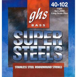 GHS Super Steels L5000 Bass String Set, 4-String, Light 040-102