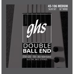 GHS Double Ball End 5630 Bass String Set, 4-String, Medium 045-106