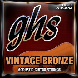 GHS Vintage Bronze Acoustic Guitar String Set, Light, .012-.054