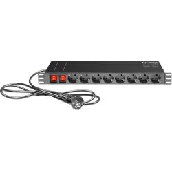 Adam Hall 19" Steckdosenleiste 6-fach, einzeln schaltbar und gesicher