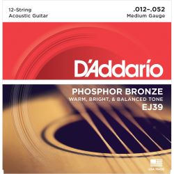 Daddario EJ39 - Akustikgitarre Saiten 12-Saiter Phosphor-Bronze