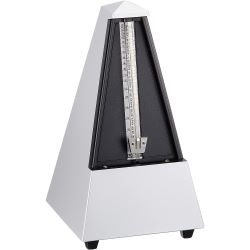 Wittner Metronom Pyramide Designer-Serie 855202 hellsilberfarben mit Glocke