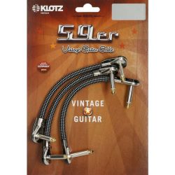 Klotz Vintage Patchkabel 0,3m winkel weiss/schwarz (3er Pack)