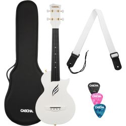 Cascha Carbon Fibre Ukulele Set Weiss Konzert-Ukulele inkl. Gigbag & Zubehör