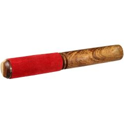 Klangschalen-Schlägel Leder 19x3 cm rot/schwarz/beige