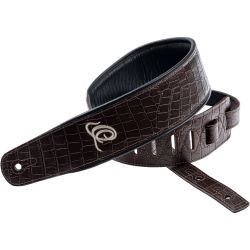Ortega OSCU-3 Echtleder Gitarrengurt „dark brown lizzy“