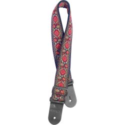 STAGG Gitarrengurt aus gewebter Baumwolle mit Jimi-Muster rot