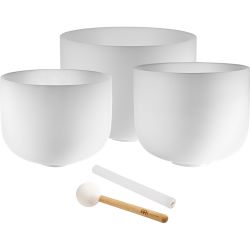 MEINL Sonic Energy Crystal Singing Bowl Set white-frosted Ton A4, F4, D4