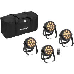 EUROLITE Set 4x LED PARty Spot Silent RGB/WW mit Softbag