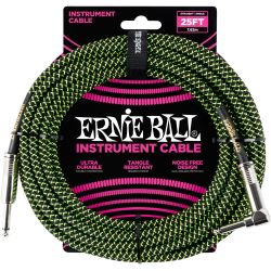 Ernie Ball EB6066 Instrumentenkabel gerade/gewinkelt schwarz/neongrün 7,62m