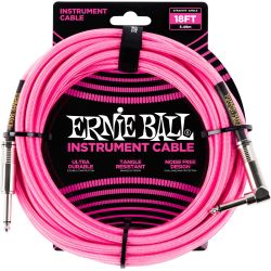 Ernie Ball EB6083 Instrumentenkabel gerade/gewinkelt neonpink 5,48m