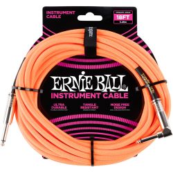 Ernie Ball EB6084 Instrumentenkabel gerade/gewinkelt neonorange 5,48m