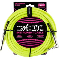 Ernie Ball EB6085 Instrumentenkabel Gewebe gerade/gewinkelt gelb 5,48m