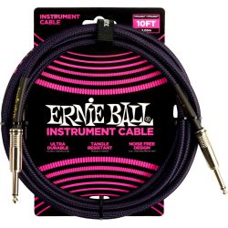 Ernie Ball EB6393 Instrumentenkabel gerade/gerade violett/schwarz 3,04m