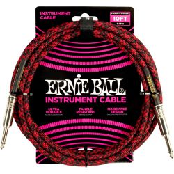 Ernie Ball EB6394 Instrumentenkabel gerade/gerade rot/schwarz 3,04m