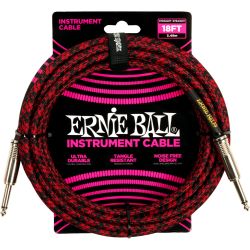 Ernie Ball EB6396 Instrumentenkabel gerade/gerade rot/schwarz 5,48m