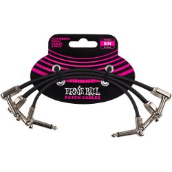Ernie Ball EB6221 Patchkabel flach gewinkelt/gewinkelt schwarz 15cm 3er Pack