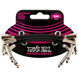 Ernie Ball EB6220 Patchkabel flach gewinkelt/gewinkelt schwarz 7,5cm 3er Pack