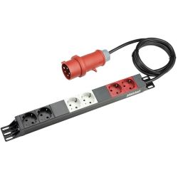 Adam Hall 87473 Stromverteiler 19'' 1HE IN CEE 16A  OUT 6x Schuko 3-phasig