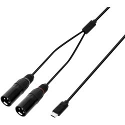 Adam Hall 3 STAR Y MM USB-C 0300 USB-C Y-Kabel 2 x XLR Male x USB-C 3m