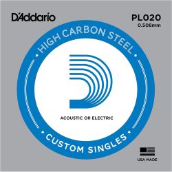 Daddario Einzelsaite 020 Plain Steel