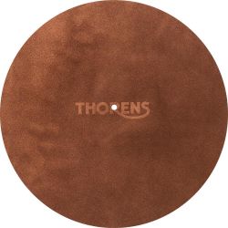 Thorens Wildledermatte eingravierter Thorens Schriftzug braun