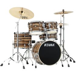 TAMA Imperialstar Drumset 5-teilig Coffee Teak Wrap mit Becken & Hardware Set