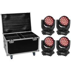 EUROLITE Set 4x LED TMH-X4 + Case mit Rollen
