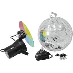 EUROLITE Spiegelkugelset 30cm mit Motor, Kette und Pinspot