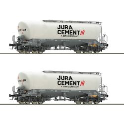 Roco 6600191 H0 2er Set Silowagen Uacns, Wascosa, Ep. VI Jura Cement