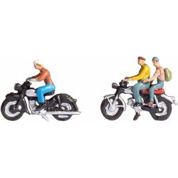 36904 Motorradfahrer, 3 Figuren mit Motorrädern