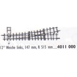 4011000 Handweiche links, 12ø, L=147mm. R=515mm