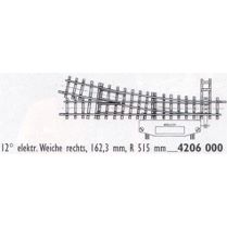 4206000 H0m Elektrische Weiche rechts 12', 162,3mm, R515