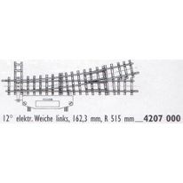 4207000 H0m Elektrische Weiche links 12', 162,3mm, R515