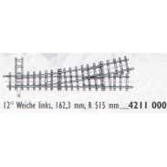 4211000 H0m Weiche links 12', 162,3mm, R515