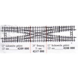 4217000 H0m Kreuzung 24', 71mm, für Doppelgleisverbindung