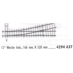 4294 637 Handweiche links 12ø L=166mm R=520mm