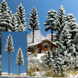 6153 Schnee-Fichten, 2 Stück, 130mm und 195mm hoch