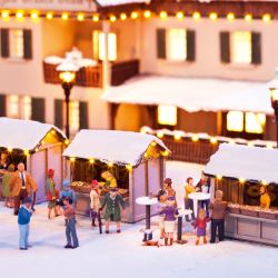 66412 Weihnachtsmarktbuden-Set, drei verschiedene Buden