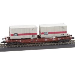 18154 Taschenwagen Sdkms 707 der DB, beladen mit zwei Containern, Ep. IV