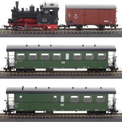 01172 Zugset der DR, bestehend aus Dampflokomotive BR 99.57, Ep. III