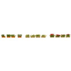 14009 Blumenkästen blühend rot, weiß und gelb