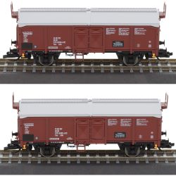 01033 Güterwagen-Set der DR mit 2 Schiebedachwagen Tms 5756, DR, Ep. IV