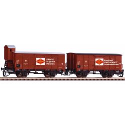 47033 2er Set Gedeckter Güterwagen G02 "Fortschritt", DR, Ep. III