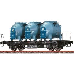 50599 Behältertragwagen BTs 30 der DB, mit Efkr 401 "Knorr", Ep. III